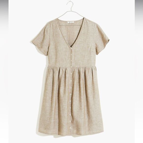 Madewell Linen-Blend Alexandra Button-Front Mini Dress - Picture 1 of 9